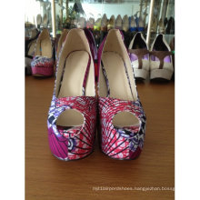 African Printed Fabric Peep Toe Sandal Shoes (HCY02-586)